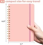 Spiral Notebook A5, 8.27 x5.7" Spiral Journal 160 Lined Hardcover Notebook Writing, Note Taking, Journaling, School, Work, Gift (Pink)
