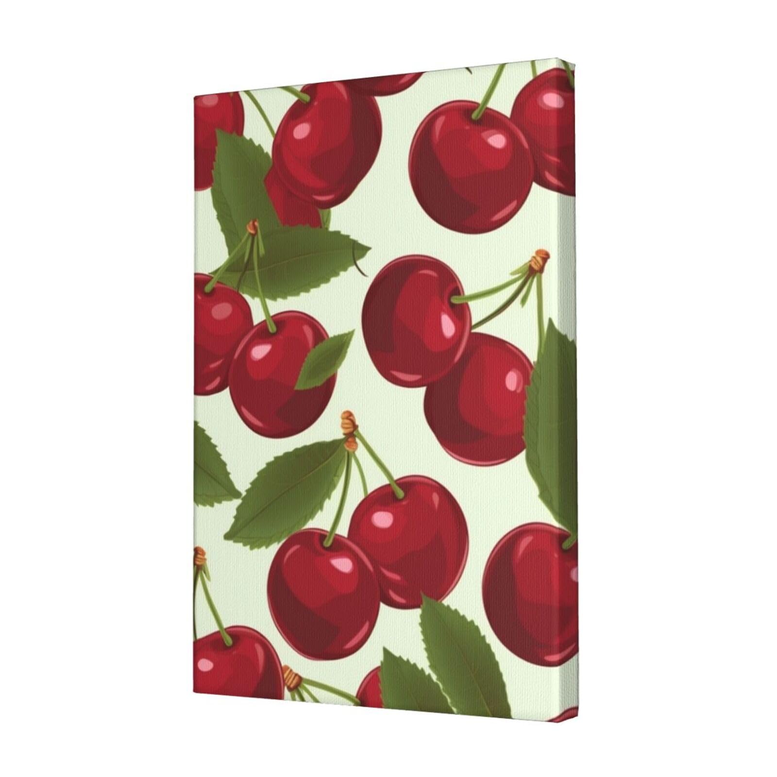 KLOPH Cherry fruit Canvas Wall Art for Living Room 12"x18" Modern Artwork Painting for Bathroom Hanging Canvas Prints Aesthetic Wallart for Bedroom Kitchen Office Wall Decor