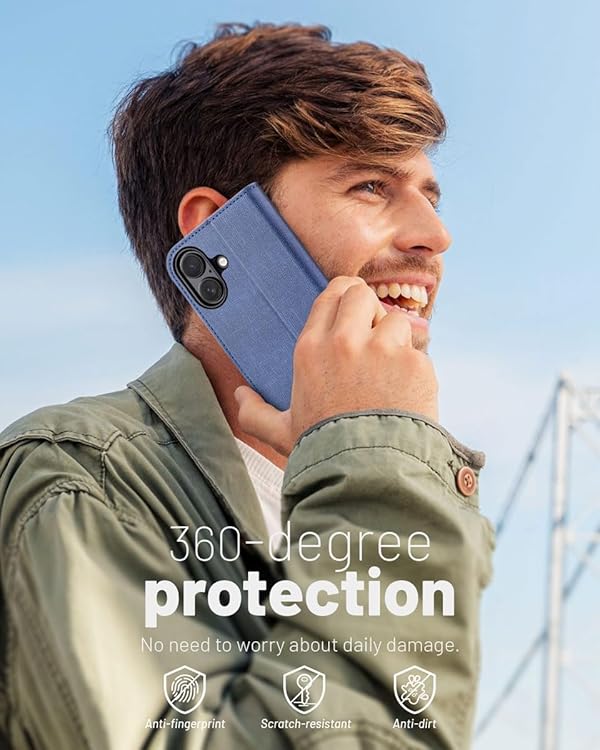 OCASE for iPhone 16 Wallet Case PU Leather Flip Folio Case with Card Holders RFID Blocking Kickstand Shockproof TPU Inner Shell iPhone 16 Phone Cover 6.1 Inch 2024-Denim Blue by OCASE - Image 7