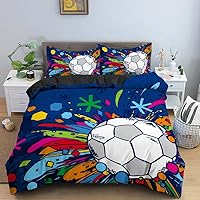 XCQHZYQ Beddengoed 200 x 200 cm, voetbal wit voor tweepersoonsbed, met ritssluiting, sport, dekbedovertrek van microvezel met 2 kussenslopen 65 x 65 cm