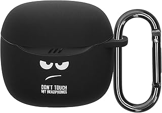 kwmobile 保護ケース JBL Tune Flex 2対応 ケース - 耐衝撃 シリコン ケースカバー Don't touch my headphonesデザイン