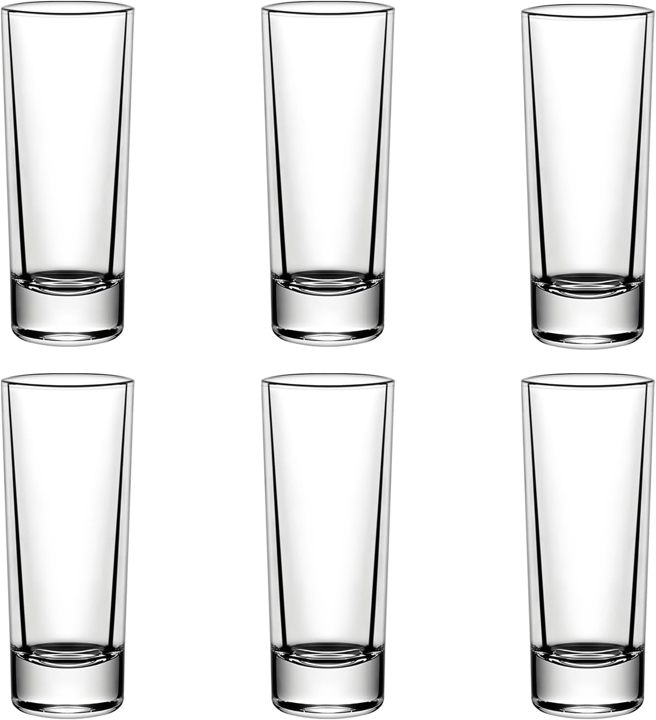 2 Ounce Shot Glasses Heavy Base, Small Liquor and Spirit Glasses, Durable Tequila Bar Glasses For Alcohol and Espresso Shots, Shooter Glass Set 2oz / 60ml (6-clear)