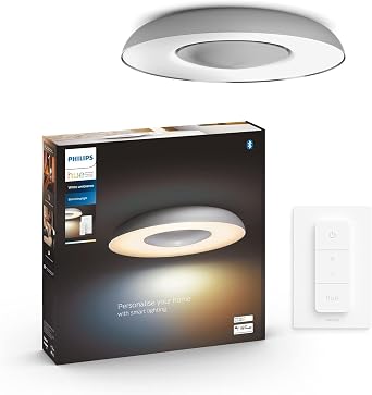 Philips Hue White Ambiance Still Smart Ceiling Light [Silver] with Bluetooth, Works with Alexa, Google Assistant and Apple Homekit [Energy Class F]