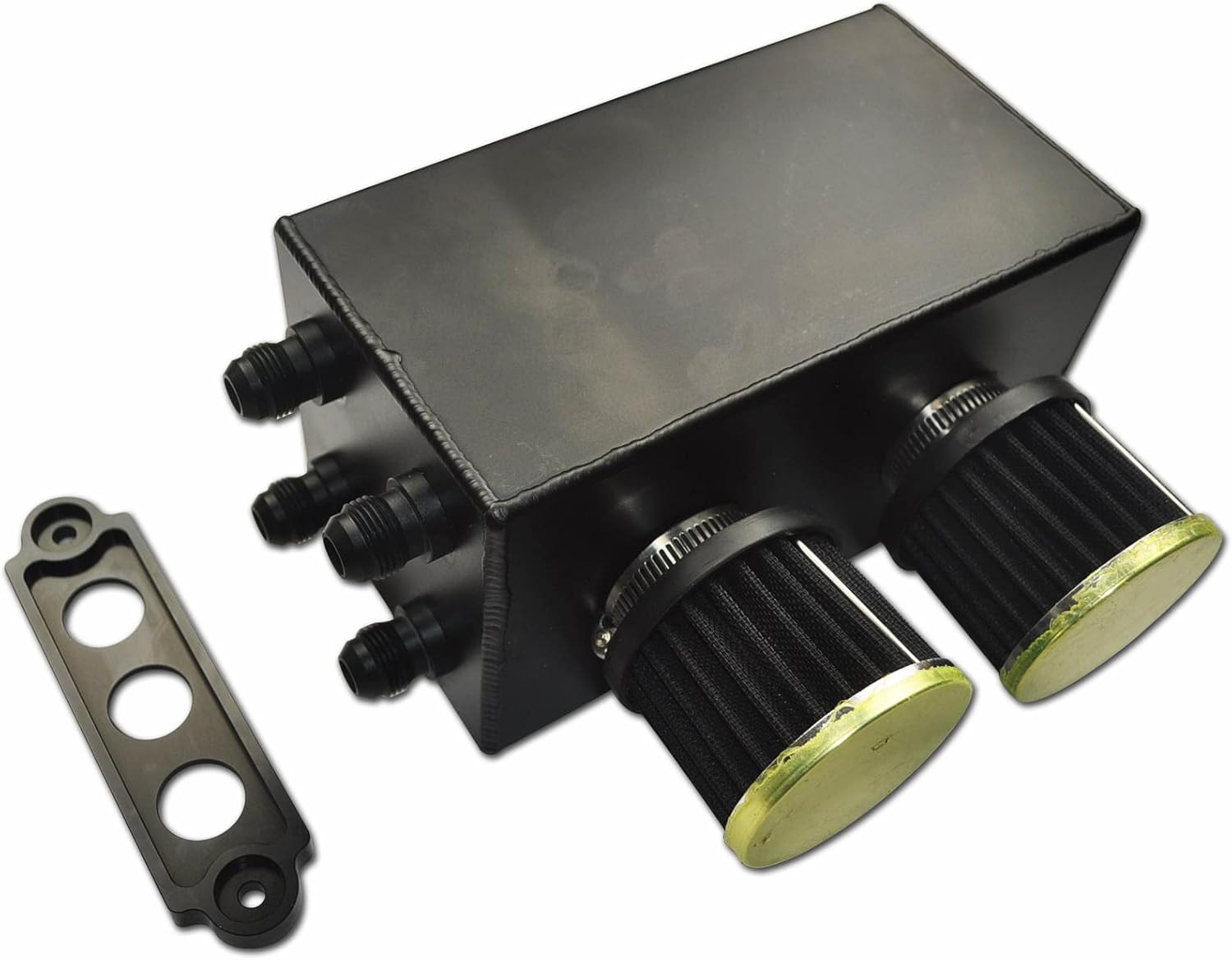 Honda Civic Acura Integra -10 AN 4 Ports Pro Series Aluminum Oil Catch Can w/Breather Filter Black HONDA_OT_BK