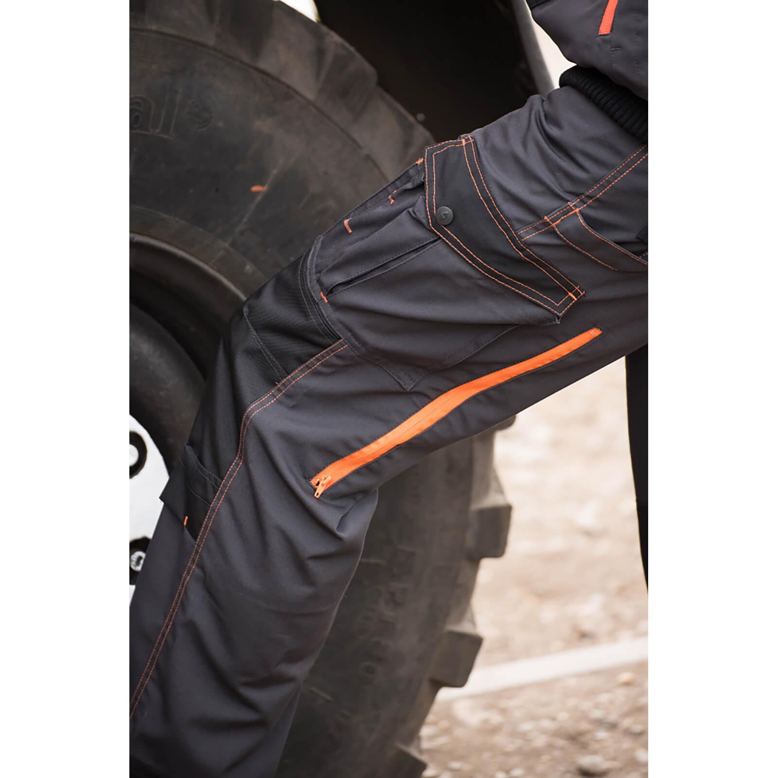 Terrax Workwear Męskie spodnie robocze z wbudowanym paskiem – spodnie robocze z licznymi kieszeniami