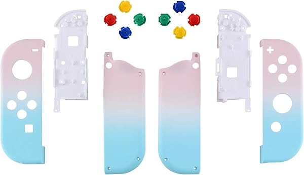 eXtremeRate Switch Joycon Coque avec Bouton,Cover Accessoires pour Nintendo Switch OLED Joycon-Dégradé Rose Bleu - 2