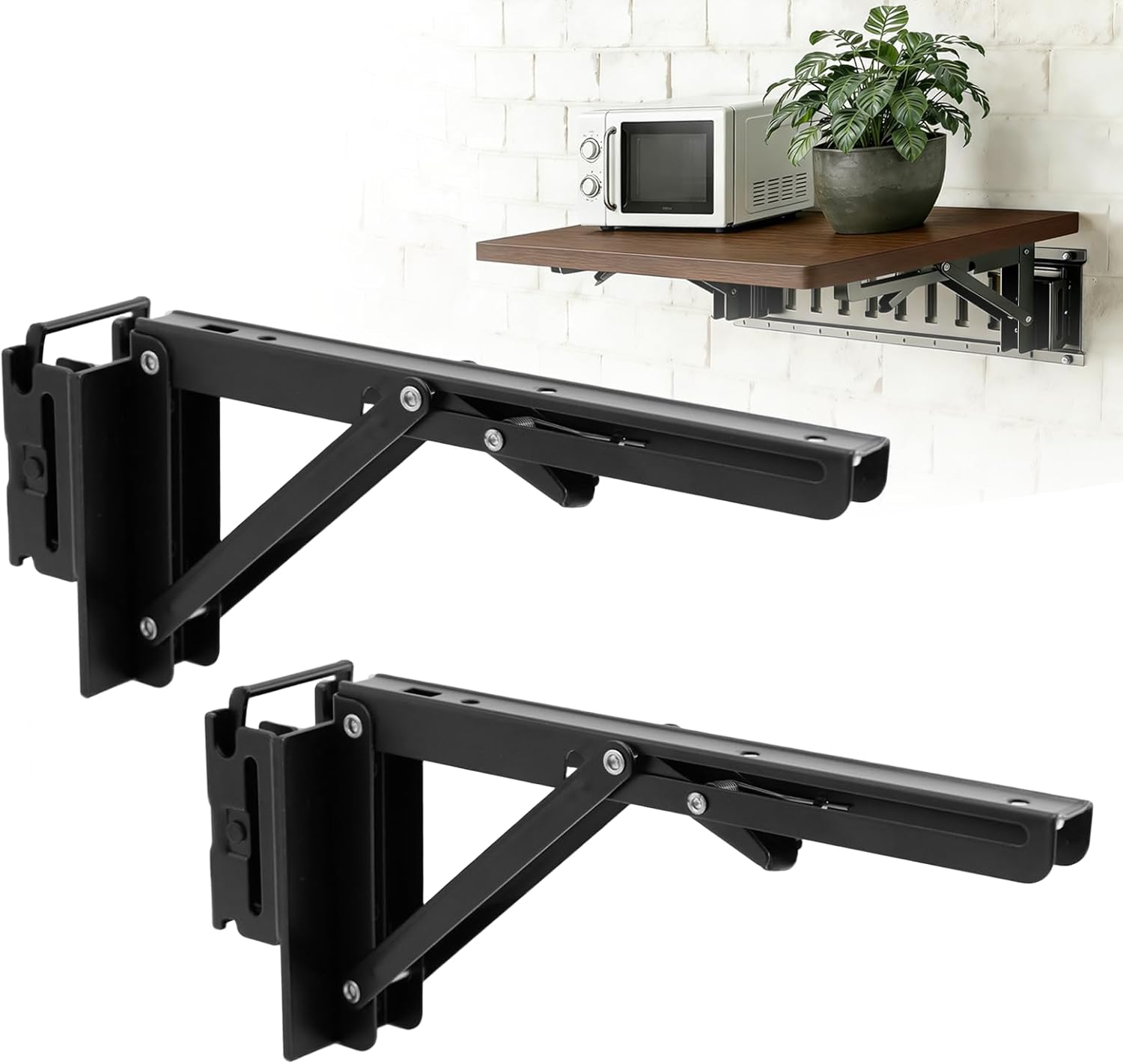 2 Pack E-Track Folding Shelf Bracket 12 inch Heavy Duty Collapsible Table Bracket 12" E Track Accessories