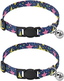 2PCS Dog Collars for Small Medium Dogs Soft Adjustable Cute Stars Colorful Dog Collar with Buckle
