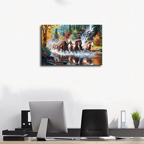 Miniatura 3 de Decoración artística de pared de 7 caballos corriendo de la suerte, 3 pósteres en lienzo, pinturas de paisaje, dormitorio, oficina, habitación,
