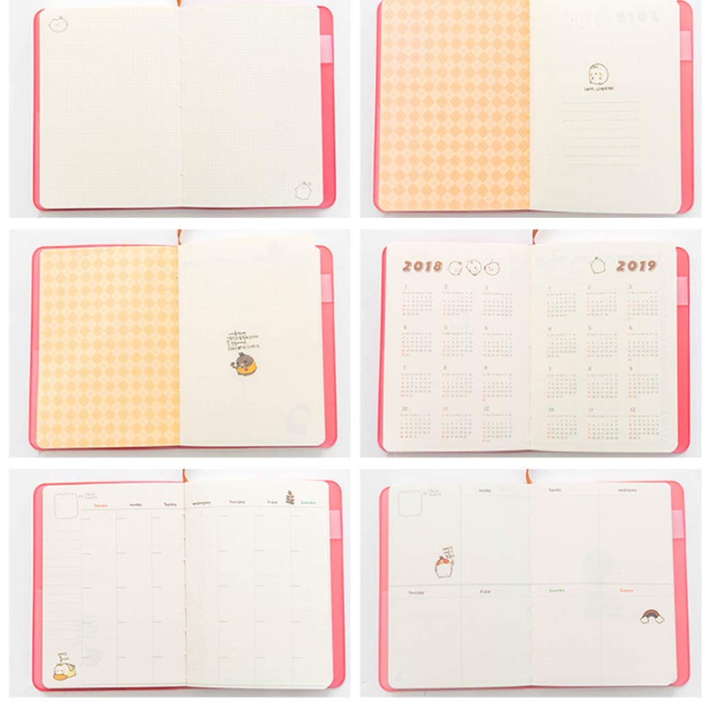 SePKUs Composición Marcador Divisores Forrado Retro Cuaderno Bolsillo Álbum de Fotos Mujer Lindo Diario Plan Adolescente Cuaderno Bloc de Notas (C)