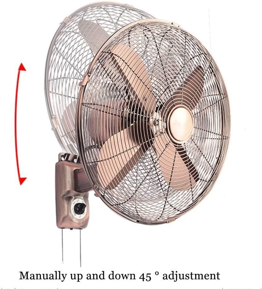 Wall Fan, Metal Antique Design, Remote Control Shaking Head, Air Volume Electric Fan with Timer Function, 3-Speed Settings for Industry, Home, and Office Use