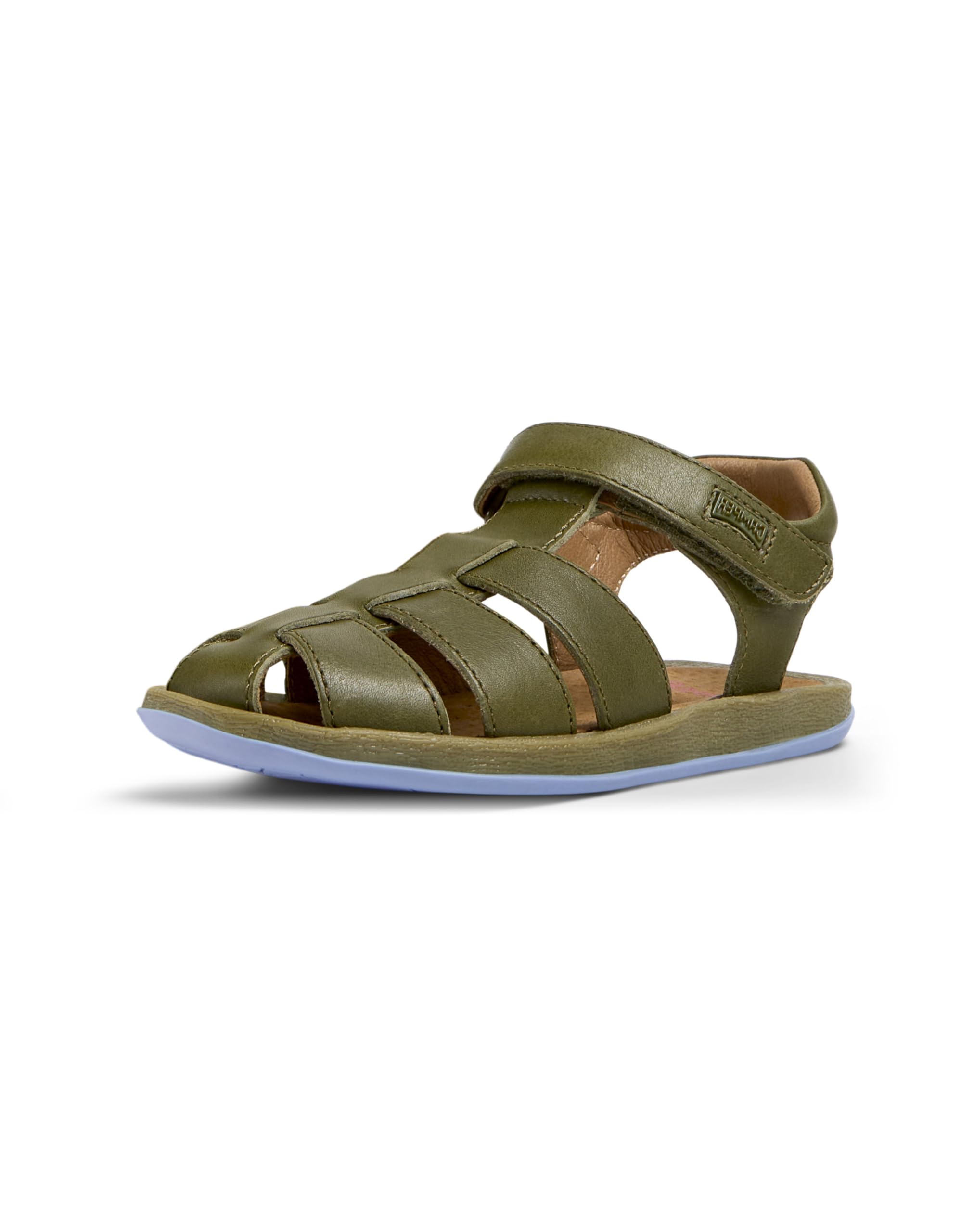 Camper Boys' Bicho 80177 T-Strap Sandal, Medium Green 073, 34 EU