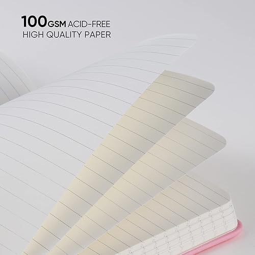 Miniatura 2 de Cuaderno rayado con papel grueso de 3.53 ozm, cuaderno rayado universitario A5 con bucle para bolígrafo, tapa dura, bolsillo interior, 5.75 x 8.38