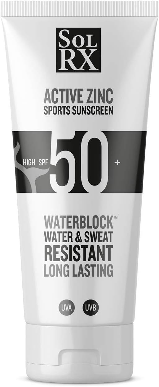 SolRX SPF50+ Active Zinc Waterblock Water Resistant Sunscreen - 100ml