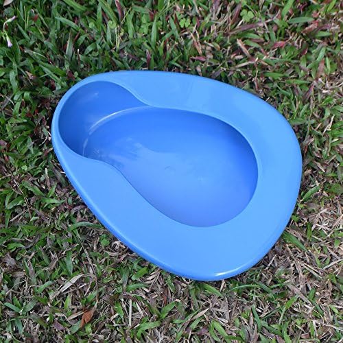 YUMSUM Firm Thick Stable PP Bedpan Heavy Duty Smooth Countoured for Bedbound Patient (Blue)