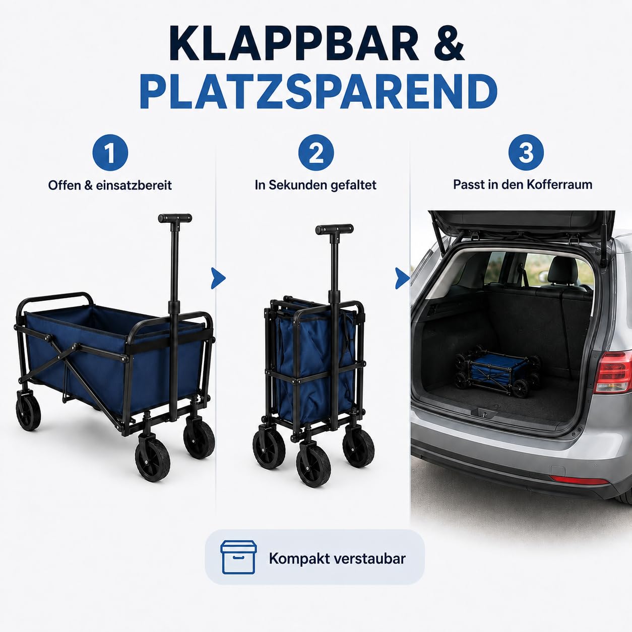 Bollerwagen faltbar 180L, bis 250 kg belastbar - Ziehwagen