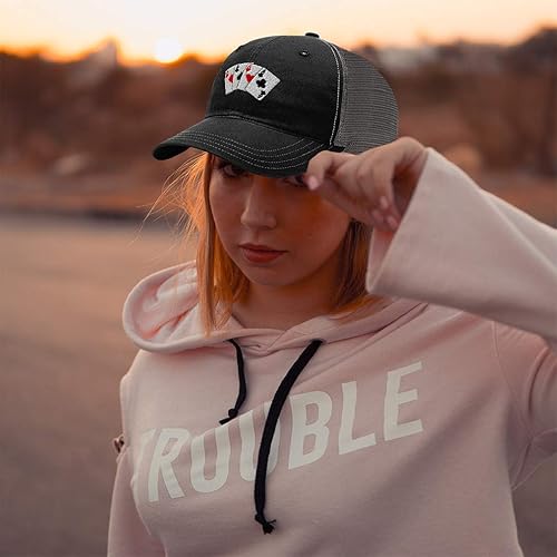 Miniatura 5 de Gorra de béisbol Tarjetas de póker Juego Bordado Algodón Suave Gorra Snapback Negro Carbón Diseño Sólo