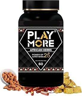Play More African Herbs Capsules for Men | Power of 25 Super Herbs | Herbal Wellness Supplement for Adult Men | Daily Vitality & Energy Support | 60 Capsules