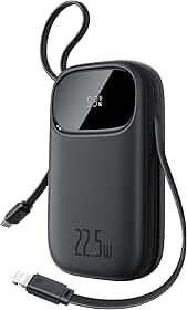 Baseus Power Bank EnerFill FC31 com Display Digital e 2 Cabos (Preto Cósmico, Milliamp Hours, 20000)