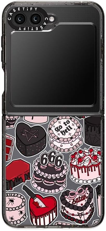 CASETiFY Impact Case for Galaxy Z Flip 5 - Spooky Cakes - Clear Black