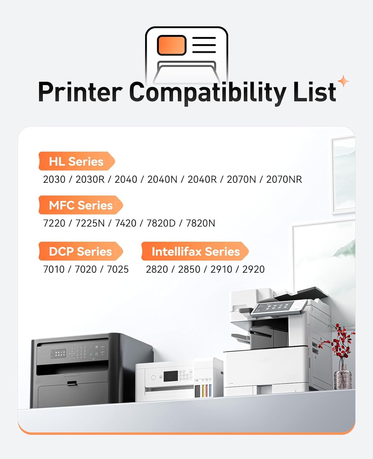 TN350 Toner Cartridge Black 2-Pack Replacement for Brother TN-350 TN350 Compatible with Brother HL-2070N HL-2040 MFC-7420 MFC-7820n intellifax 2820 2920 2850 DCP-7010 DCP-7020 MFC-7220 7225N Printer - Image 2