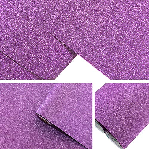 Yb&Gq Self-Adhesive Glitter Wallpaper,Removable Waterproof Vinyl Wall Paper Roll For Living Bedroom Decor,Peel And Stick Solid Color Bling Contact Paper Purple 300X45Cm(118X18Inch) #TOP2