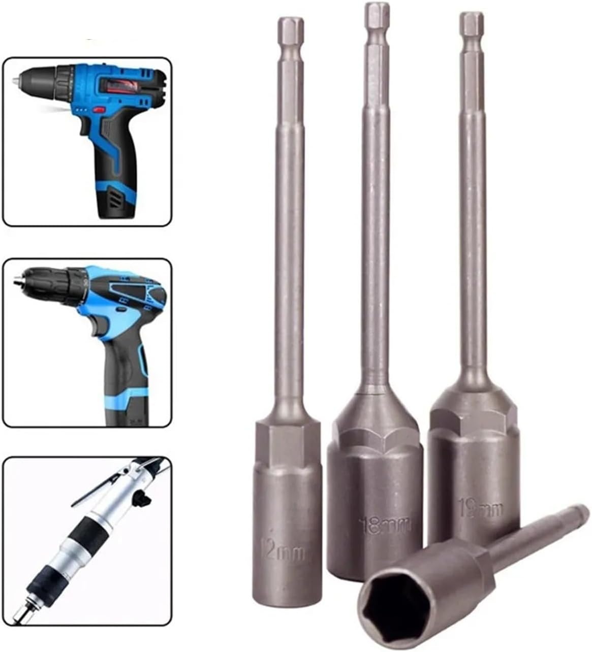 8Pc 150mm Extension Drill Bar Wrench Socket Adapter Manetic Nut Driver for Screwdriver Electri Drills Chucks Powr Tool
