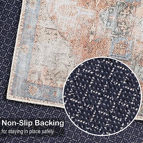 Adiva Rugs Machine Washable Area Rug With Non Slip Backing For Living Room, Bedroom, Bathroom, Kitchen, Printed Persian Vintage Home Decor, Floor Decoration Carpet Mat (Multi, 5' X 7') #TOP4