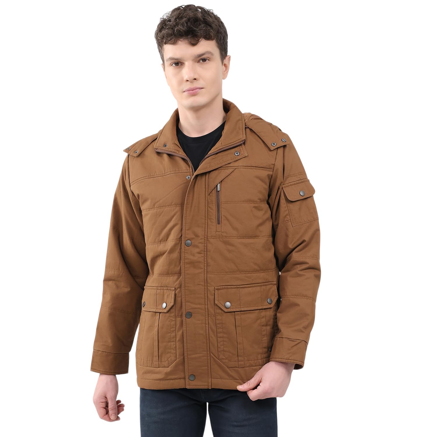 Monte Carlo Men’s Regular Fit Solid Hooded Neck Full Sleeve Winter Jacket | Stylish Warm Design | Soft Comfortable Fabric | Trendy Winter Outerwear for Men (Pack Of 1)