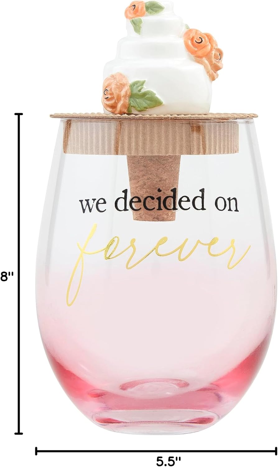 Mud Pie Engaged Wine Glass Set, We Decided; 16 Oz