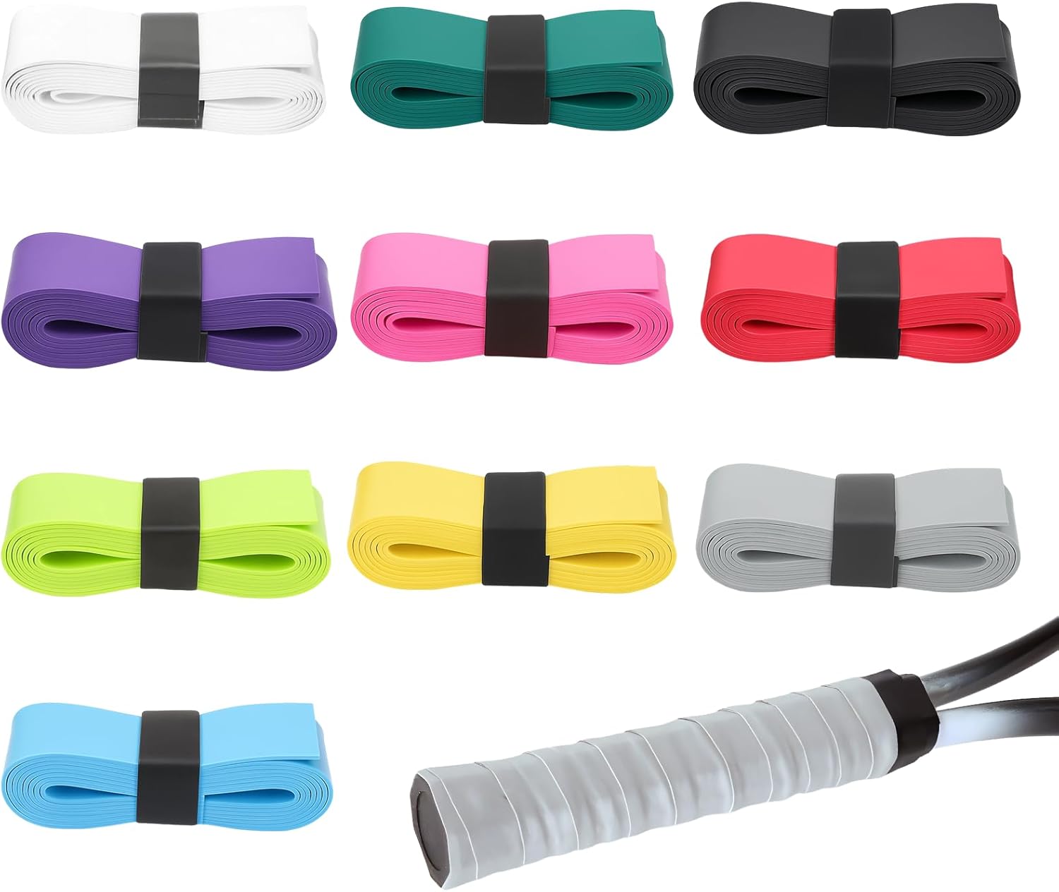 Tennis Racket Grip Tape, Precut Sweat-Absorbing Tennis Overgrip Tape, Anti-Slip and Dry Feel Tennis Tape for Pickleball, Badminton & Tennis (10 Colors)