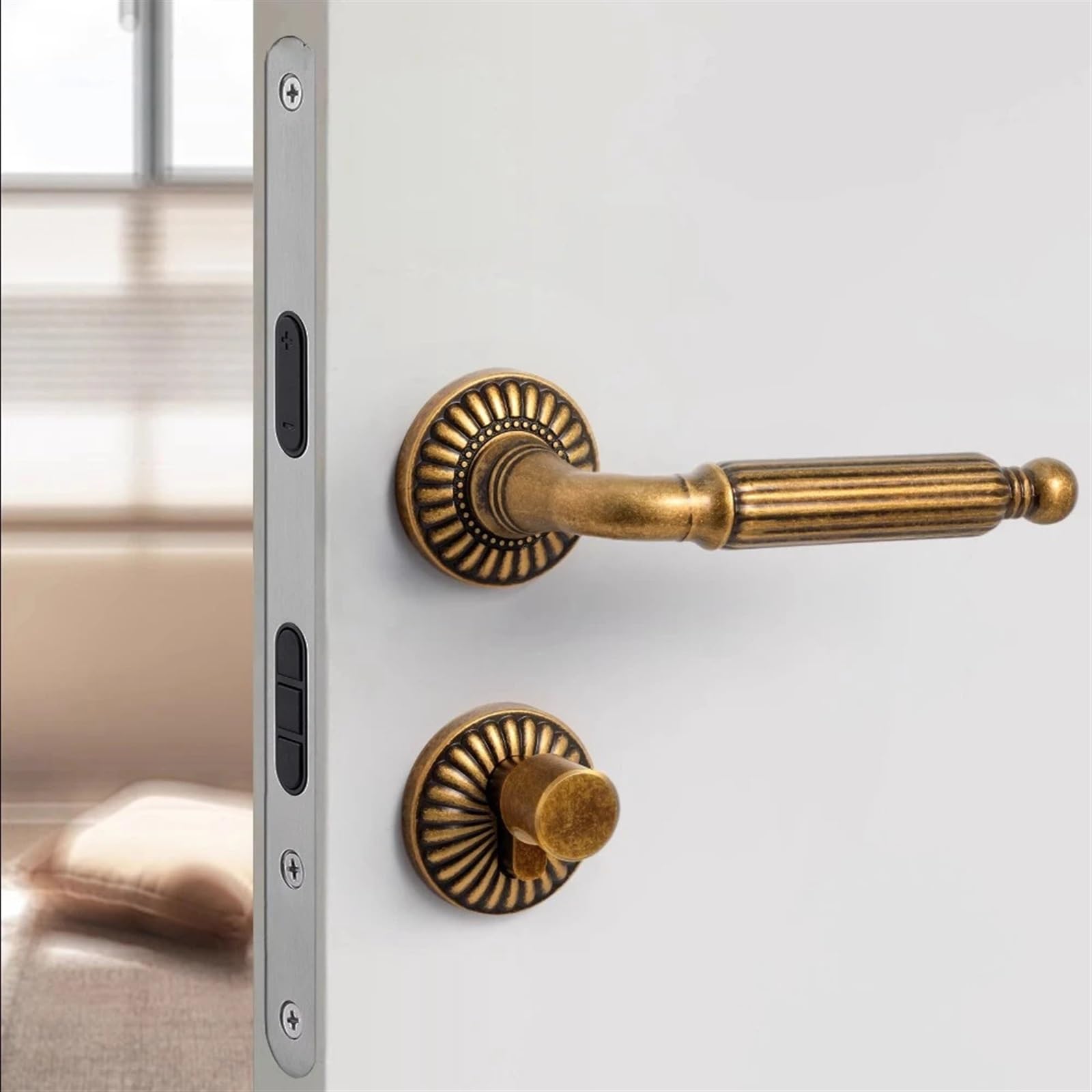 Cerradura de puerta dormitorio Manija interior dividida silenciosa madera retro Manilla Puerta Exterior
