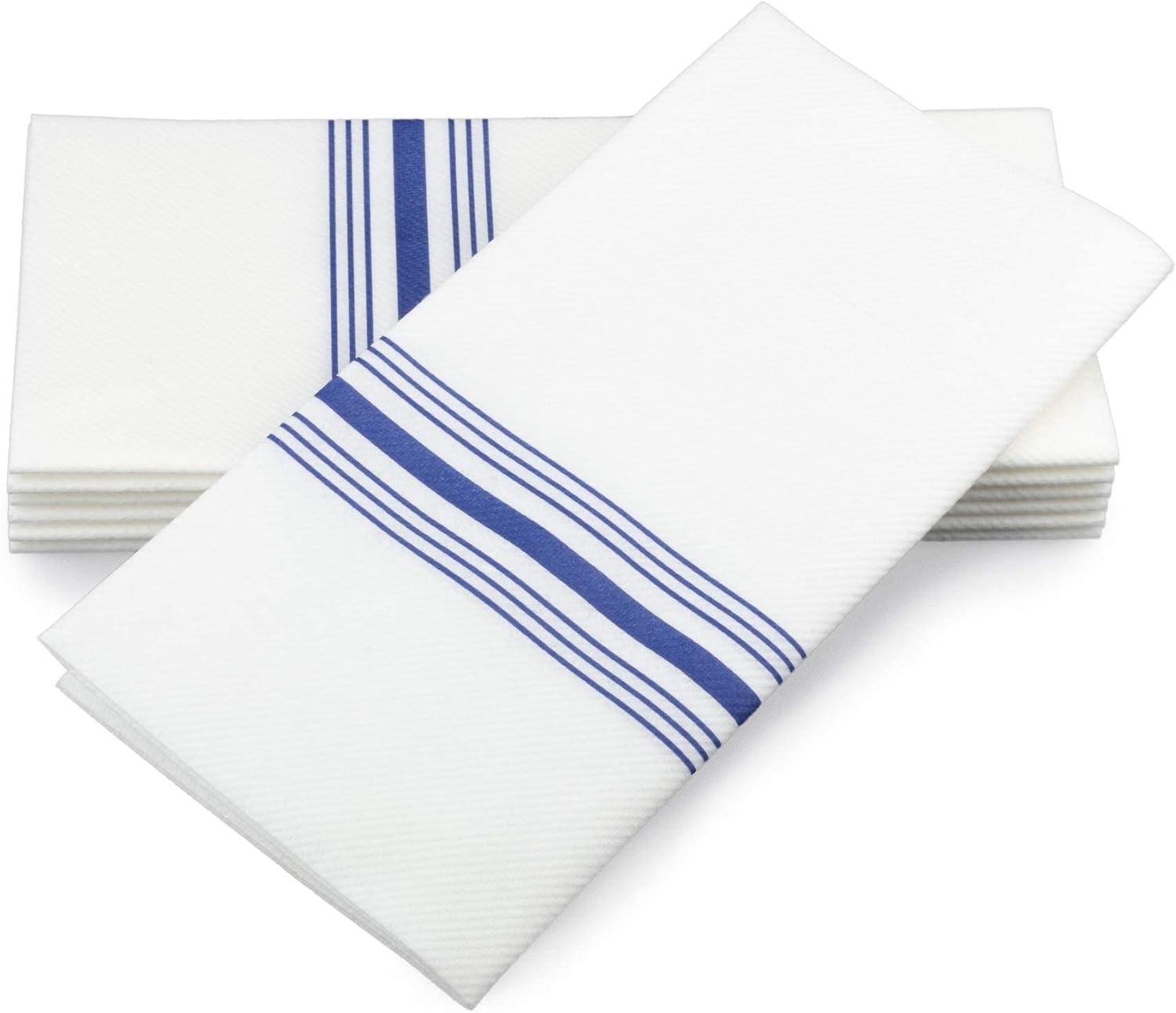 Simulinen Dinner Napkins - Decorative Napkins - Cloth Like & Disposable Blue Bistro with Pocket - Elegant & Durable - Soft & Absorbent - Large 17"x17" - Packaged for Easy Storage - Box of 75 : Health & Household