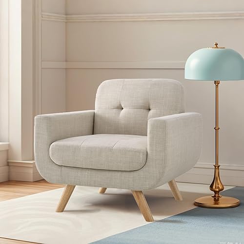 Miniatura 38 de Rosevera Elena - Sillón contemporáneo con tapicería de lino, muebles de sala de estar, color beige Beige,Gris,Beige