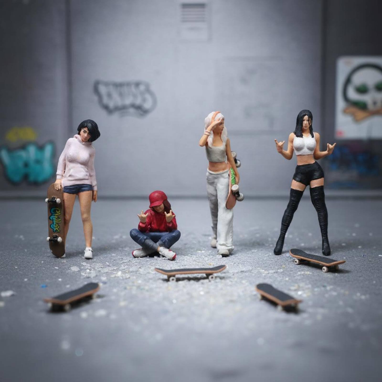Sammelfigur Charakterminiatur Harzfigur Modellset mit Moderner Straßenoptik Und Ausgeprägter Persönlichkeit für Sammler Regal Wohnraum Hobby