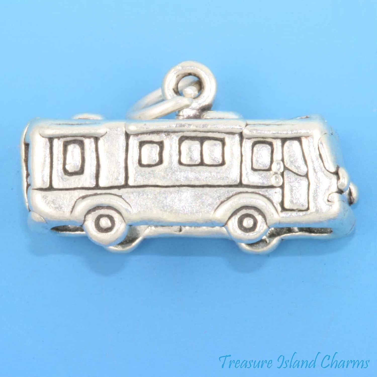 Recreation Vehicle RV Motorhome Travel Camper 3D 925 Sterling Silver Charm Pendant Bracelet Jewelry Making Supply