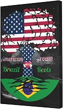 American Grown With Brazil Roots Canvas Wall Art Inspirational Positive Affirmations Black Canvas Prints For Living Room Bedroom Bathroom Decor Men Wall Decor 12x18 Inch