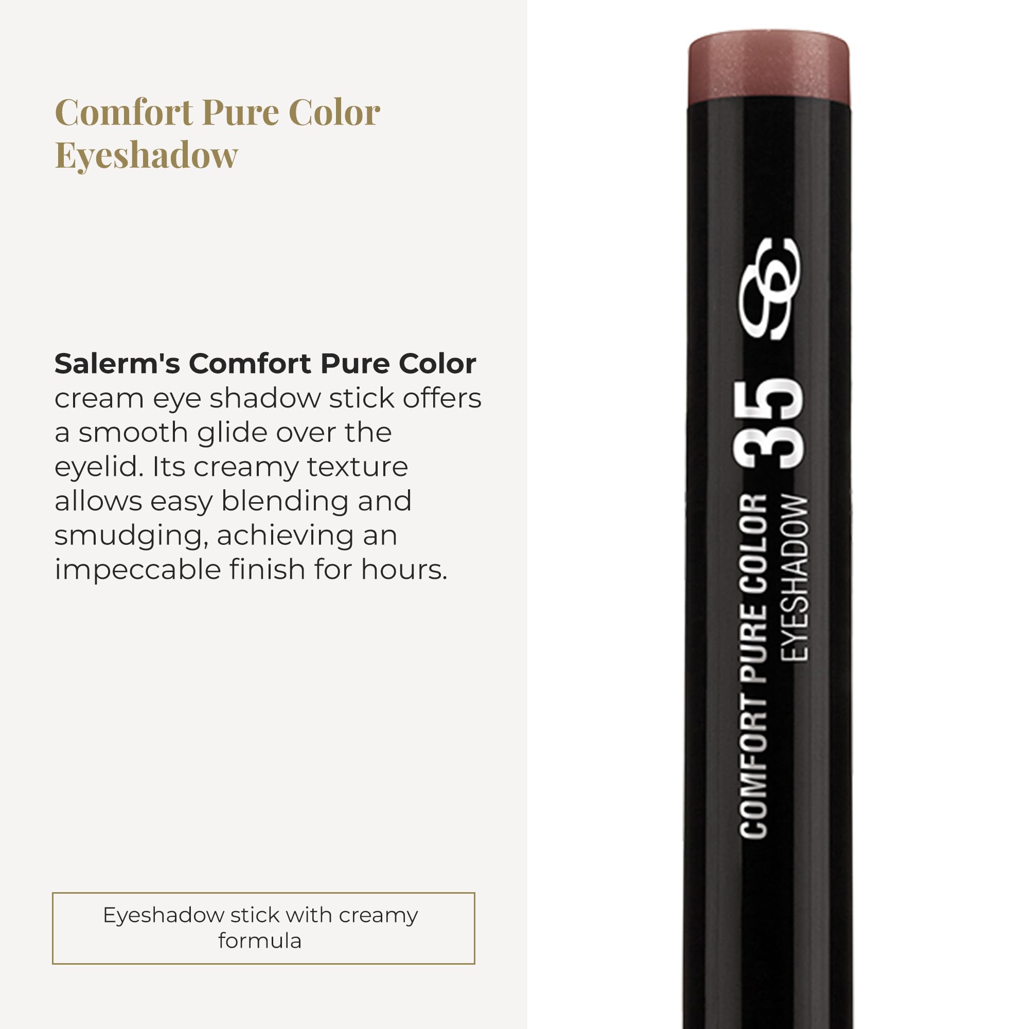 SALERM - Eyeshadow Stick - Comfort Pure Color Eyeshadow - 35 Lilac Brown - Creamy - Easy to Apply - Long-Lasting - Richly Pigmented