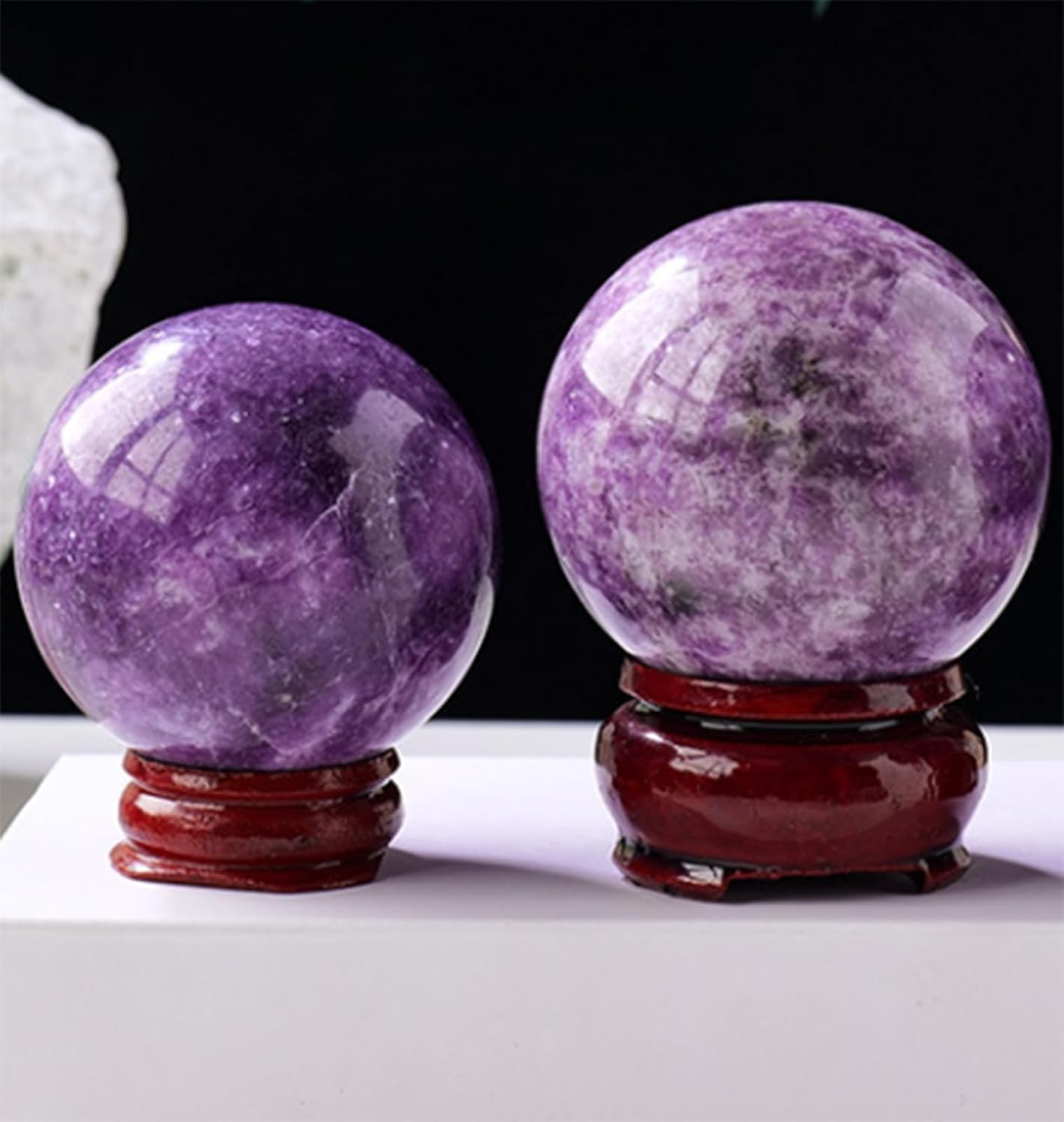 Purple Mica Crystal Ball Divination Gemstone Sphere Polished Purple Crystal Ball Feng Shui Aura Home Desk Decor,50mm
