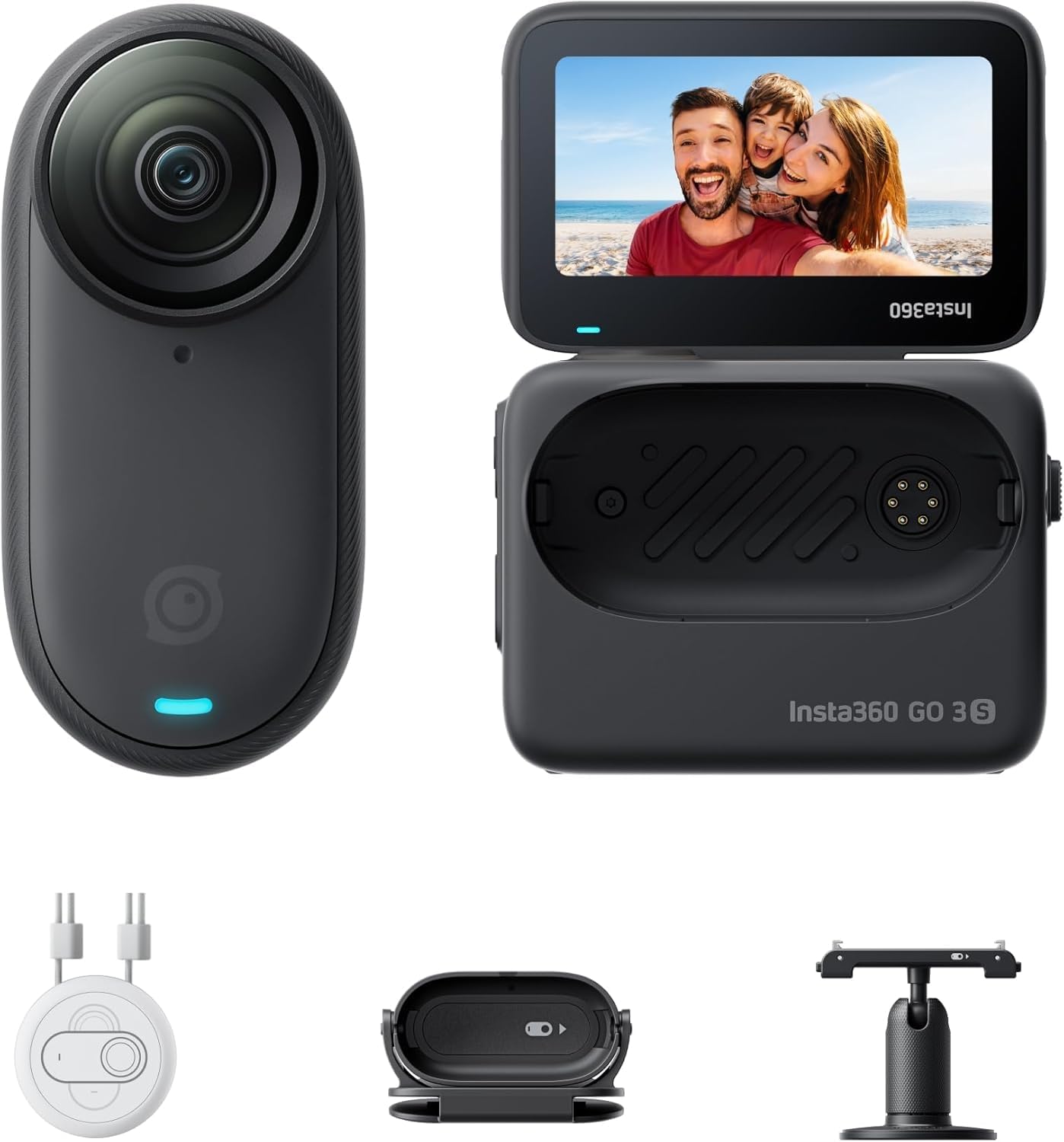Insta360 GO 3S - 128 GB Black 4K Tiny Portable Vlogging Camera, Hands-Free POVs, Mount Anywhere，Stabilization, 140 Min Battery Life, 10m Waterproof, Pet POV