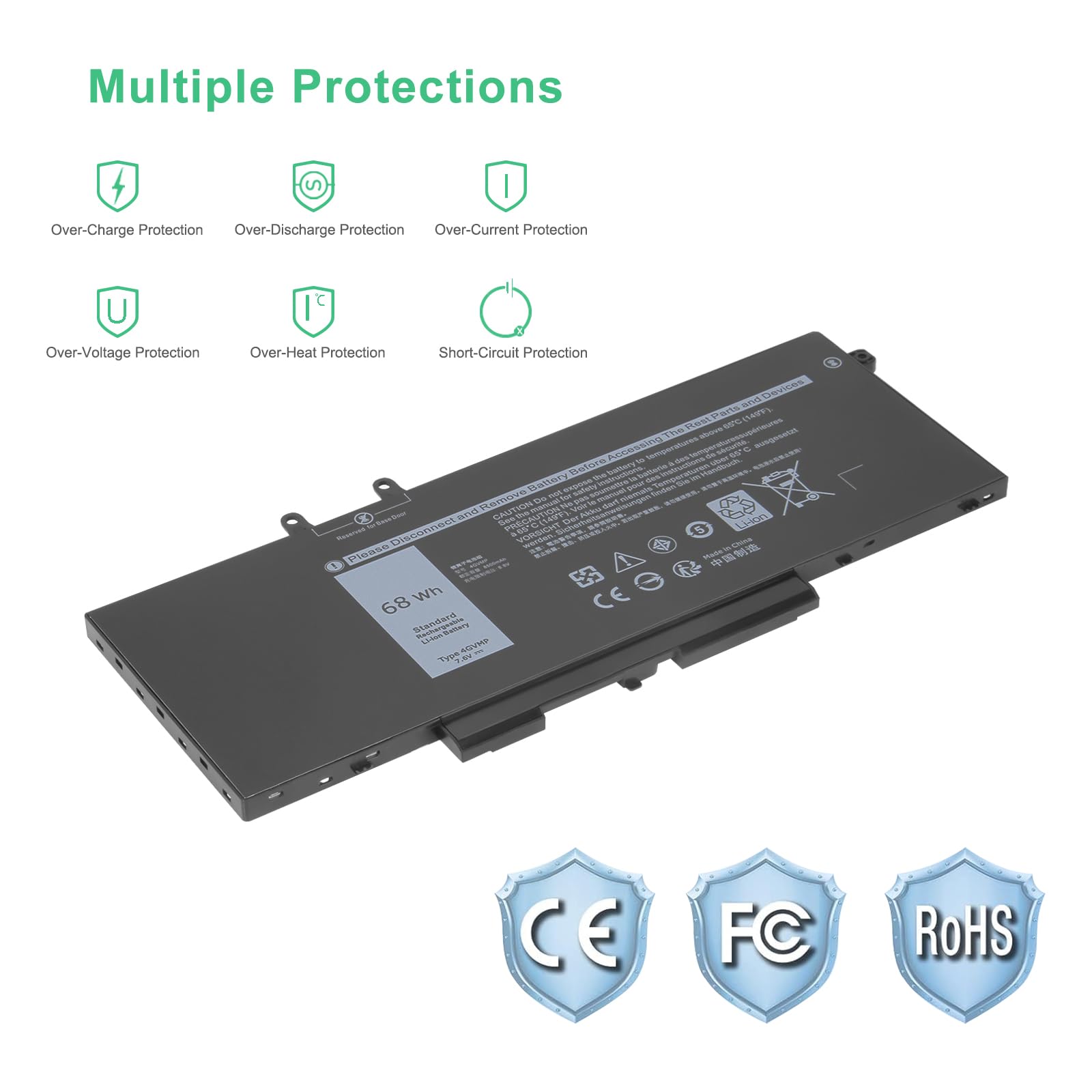 4GVMP 1V1XF Batterie pour Dell Latitude 5400 5410 5500 5510 E5500 E5400 E5410 E5510 Inspiron 7590 7591 7791 2-in-1 Precision 3540 3550 M3540 M3550 Serie R8D7N C5GV2 RF7WM 9JRYT