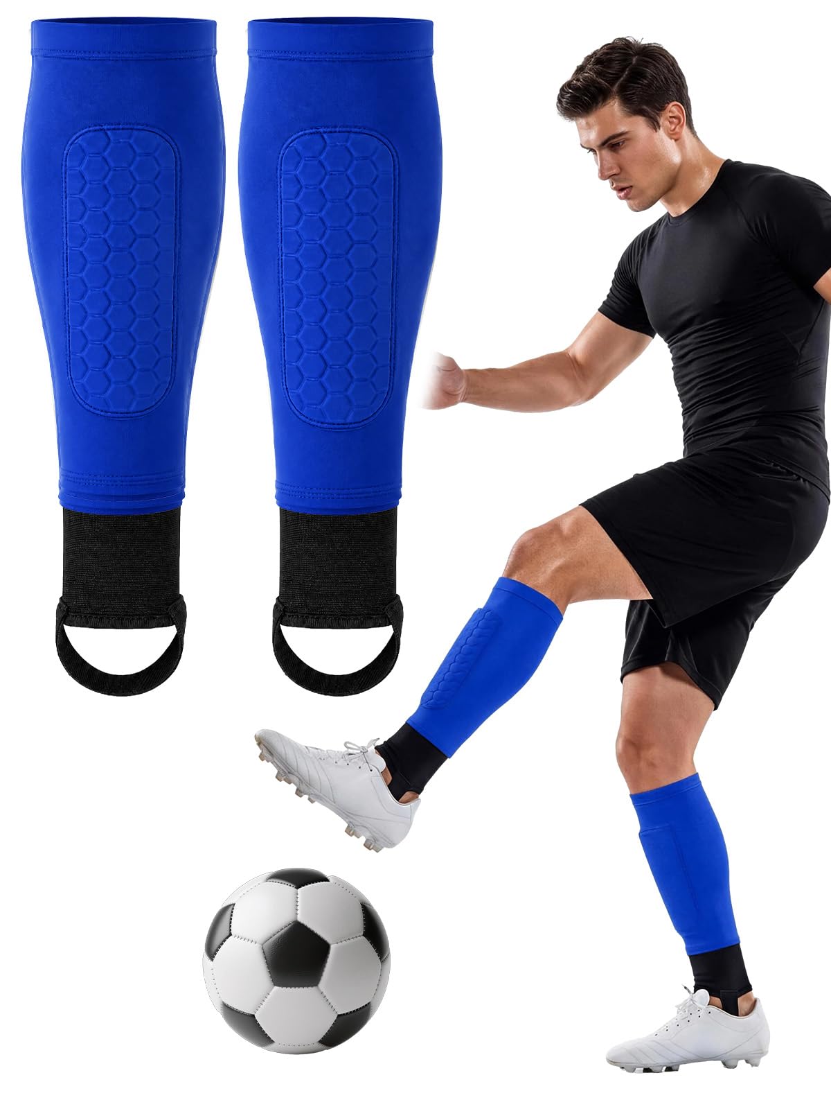 Enhanced Football Shin Guards with Ankle Protection, Honeycomb Shin Pads, Secure Compression Fit, Lightweight Soccer Leg Guards for Training & Matches