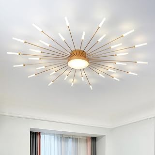 LED Deckenleuchte Wohnzimmer,Wohnzimmerlampe Moderne Minimalistische Deckenlampe Innen Dekorative Deckenbeleuchtung für Wohnzimmer, Schlafzimmer und Büro(30+1 Köpfe, Gold)