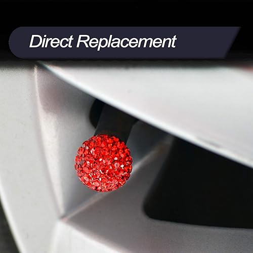 Miniatura 3 de Tapones de válvula de neumático de automóvil, paquete de 4 tapones de aire de vástago de válvula de neumático de automóvil con diamantes de