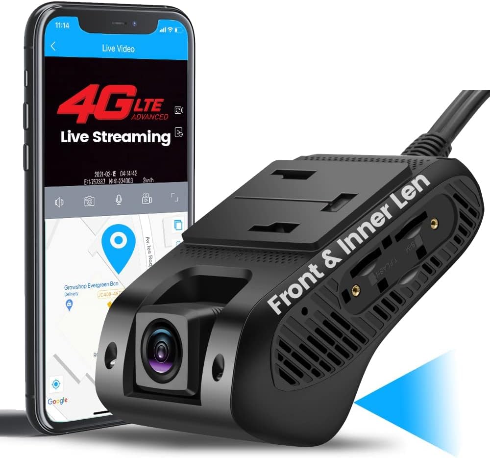 Live Video & 24H Remote Monitor, 4G & WiFi Dual Dash Cam Front and Inside Cam for Cars 1080P Jimi JC400P Car Camera Driving Recorder| GPS Track| G-Sensor | Loop Records | Behavior Analysis (LNCOONAPP)