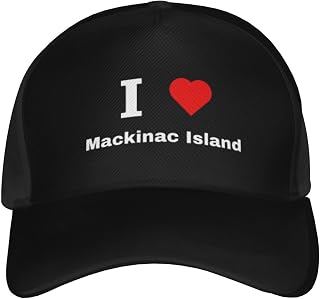 I Love Mackinac Island Baseball Cap for Men Women Hat Classic Cotton Adjustable Caps Low Profile Golf Dad Hats for All Seasons Black