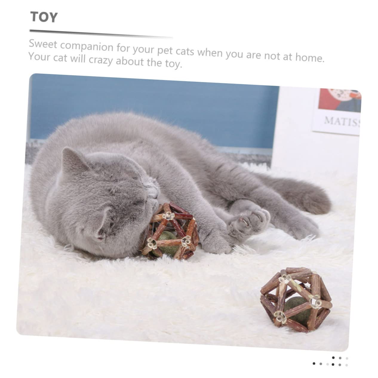 minkissy 12 STK Katzenminze Spielzeug Katzenminze-Ball Kätzchen Bälle Haustier Spielzeuge Katzenzähne reinigen Bälle Kitten-Beißspielzeug für Wohnungskatzen kauen Polygonum Holz