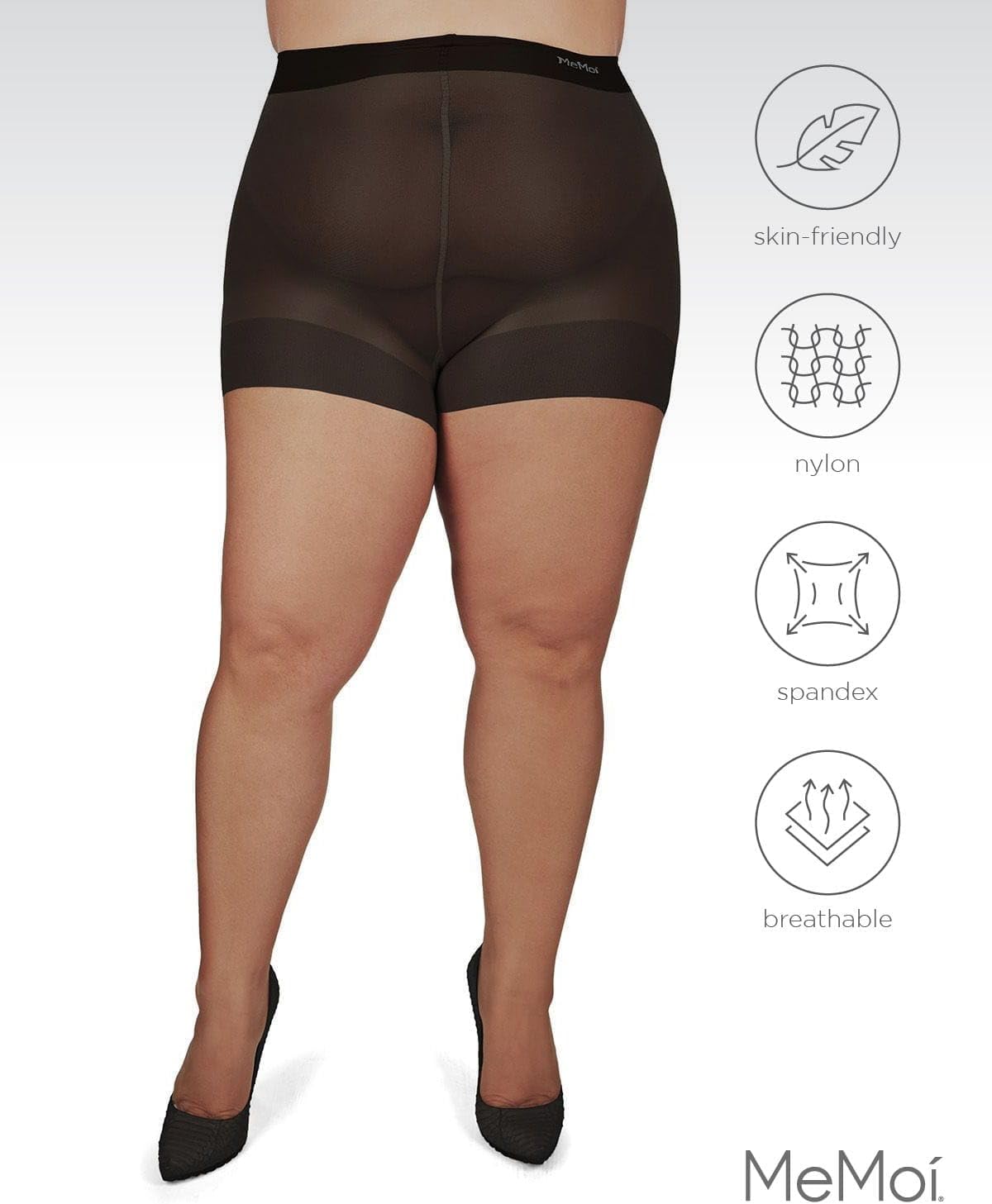 MeMoi Plus Size Curvy Ultra Sheer Control Top Pantyhose - Image 5