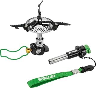 Hornillo de Gas Optimus Crux Lite con Encendido piezoeléctrico para Exterior y Camping – Ultraligero 72 g | Potencia 3000 W | Incluye Encendedor y Bolsa de Transporte