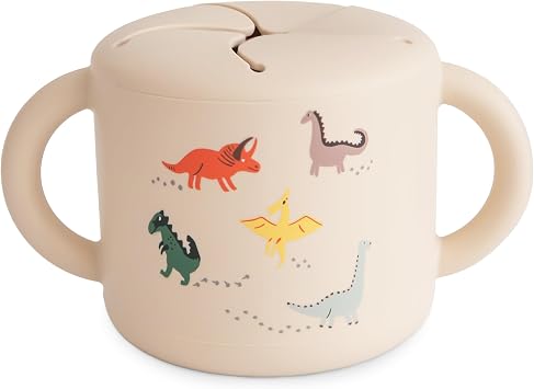 mushie Silicone Snack Cup | Spill Proof Food Container for Toddler and Baby Dinosaurs